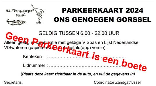 Bij de VISpas krijg je ook een Parkeerkaart kun parkeren bij het Zandgat