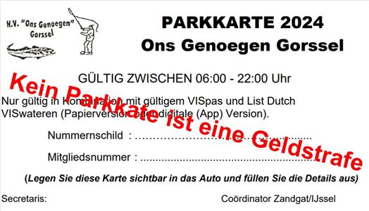 Mit Ihrem Angelpass erhalten Sie auch eine Parkkarte, mit der Sie am Zandgat parken können